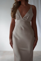 Aimie Soft Satin Maxi Dress | Champagne - Oh Hello Clothing