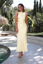 Alanna Soft Matte Satin Maxi Dress | Yellow | Oh Hello Clothing | XS (6)