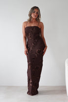 Alvana Floral Appliqué Maxi Dress | Brown | Oh Hello Clothing | XS (6)