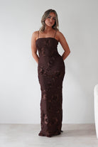 Alvana Floral Appliqué Maxi Dress | Brown | Oh Hello Clothing | XS (6)