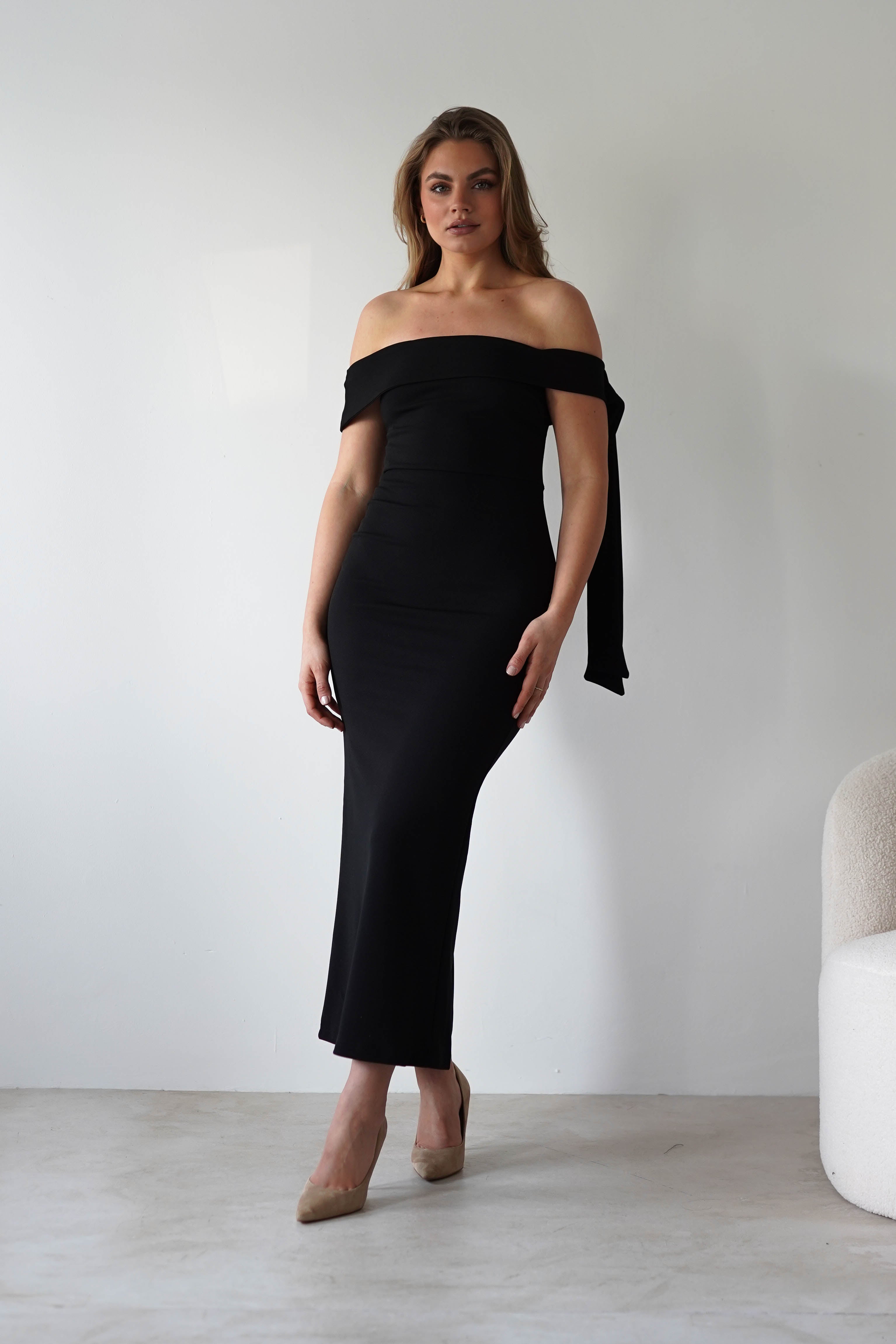 Amalthea Off the Shoulder Midaxi | Black | Oh Hello Clothing | XS (6)