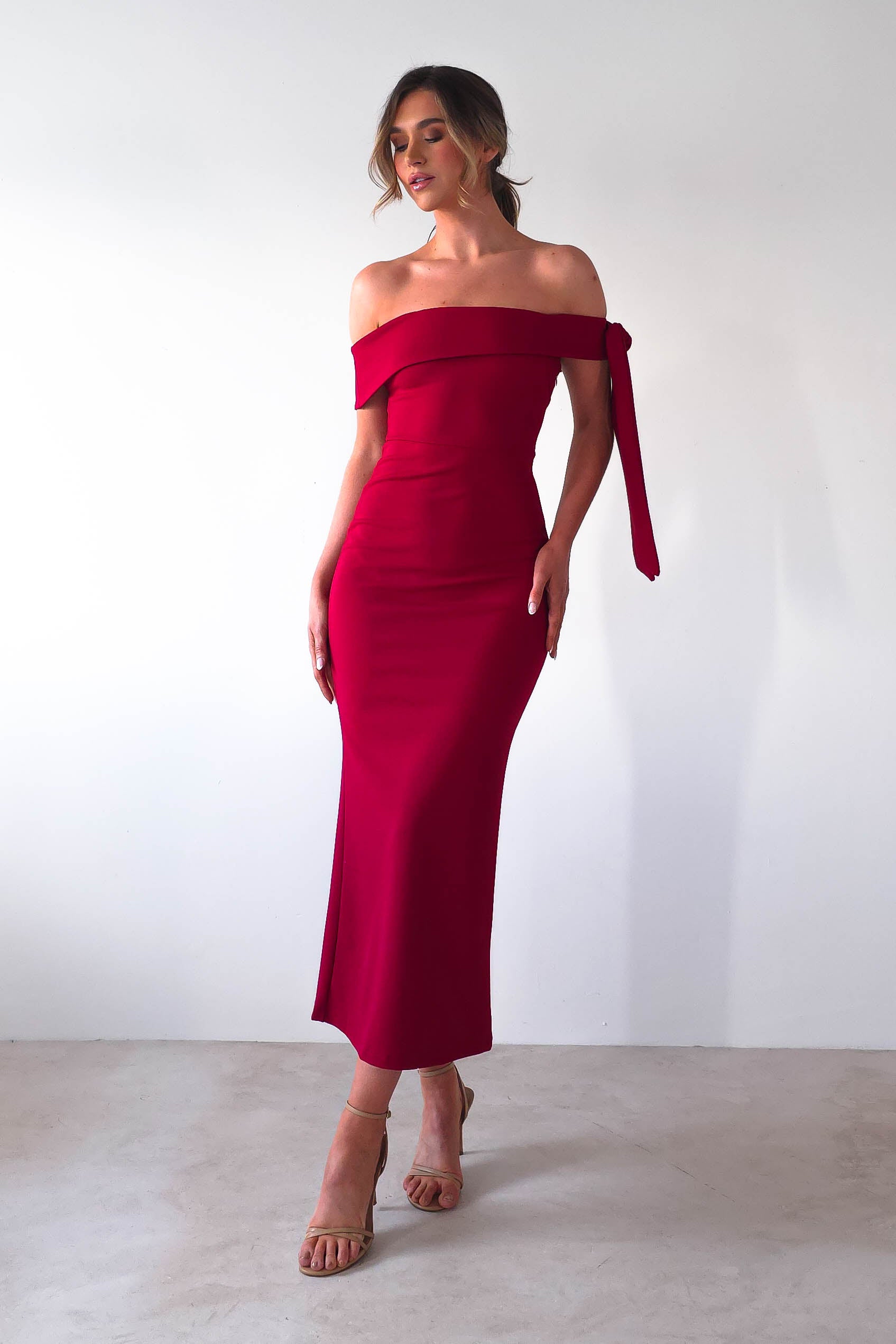 Amalthea Off the Shoulder Midaxi | Dark Red | Oh Hello Clothing | XS (6)