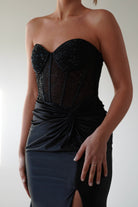 Andrina Rhinestone Strapless Gown | Black | Oh Hello Clothing | XS (6)