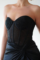 Andrina Rhinestone Strapless Gown | Black | Oh Hello Clothing | XS (6)