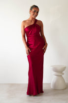 Ashlee Soft Satin One Shoulder Maxi Dress | Red | Oh Hello Clothing | XS (6)