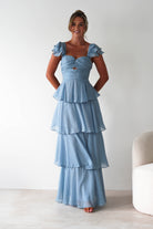 Audette Ruffle Tiered Maxi Dress | Blue - Oh Hello Clothing