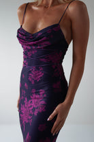 Audrie Bodycon Printed Maxi Dress | Grape | Oh Hello Clothing | XS (6)