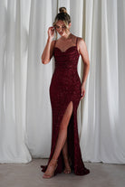 Audrina Bodycon Sequin Gown | Burgundy | Oh Hello Clothing | S (8)