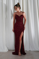 Audrina Bodycon Sequin Gown | Burgundy | Oh Hello Clothing | S (8)