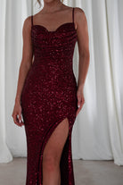 Audrina Bodycon Sequin Gown | Burgundy | Oh Hello Clothing | S (8)