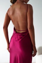 Bayleigh Soft Satin Maxi Dress | Berry Red | Oh Hello Clothing | XS (6)
