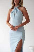 Bernice Ribbed Midaxi Dress | Light Blue | Oh Hello Clothing | XS (6)