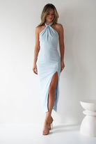 Bernice Ribbed Midaxi Dress | Light Blue | Oh Hello Clothing | XS (6)