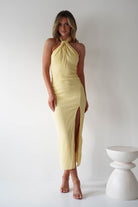 Bernice Ribbed Midaxi Dress | Yellow | Oh Hello Clothing | XS (6)