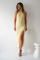 Bernice Ribbed Midaxi Dress | Yellow | Oh Hello Clothing | XS (6)