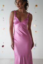 Bethanie Soft Satin Maxi Dress | Bright Pink - Oh Hello Clothing