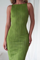 Brighton Textured Bodycon Midaxi Dress | Green | Oh Hello Clothing | XS (6)