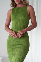 Brighton Textured Bodycon Midaxi Dress | Green | Oh Hello Clothing | XS (6)
