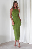 Brighton Textured Bodycon Midaxi Dress | Green | Oh Hello Clothing | XS (6)