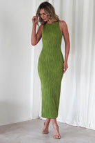 Brighton Textured Bodycon Midaxi Dress | Green | Oh Hello Clothing | XS (6)