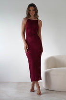 Brighton Textured Bodycon Midaxi Dress | Wine | Oh Hello Clothing | XS (6)
