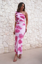 Calypso Floral Bodycon Maxi Dress | Pink - Oh Hello Clothing