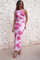 Calypso Floral Bodycon Maxi Dress | Pink - Oh Hello Clothing