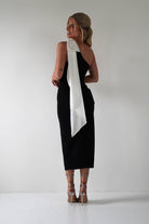 Camella Bodycon Bow Detail Midi Dress | Black | Oh Hello Clothing | XS (6)