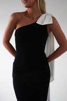 Camella Bodycon Bow Detail Midi Dress | Black | Oh Hello Clothing | XS (6)