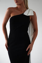 Camella Bodycon Bow Detail Midi Dress | Black | Oh Hello Clothing | XS (6)