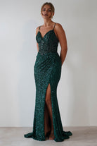 Candyce Sequin Mermaid Gown | Emerald Green | Oh Hello Clothing | S (8)