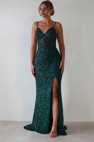 Candyce Sequin Mermaid Gown | Emerald Green | Oh Hello Clothing | S (8)
