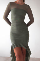 Carlson Mesh Midaxi Dress | Olive | Oh Hello Clothing | XS (6)
