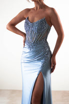 Caspian Embellished Bodycon Gown | Dusty Blue | Oh Hello Clothing | XS (6)