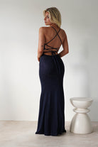 Cataleya Rhinestone Bodycon Gown | Navy | Oh Hello Clothing | XS (6)
