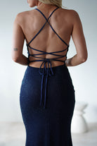 Cataleya Rhinestone Bodycon Gown | Navy | Oh Hello Clothing | XS (6)