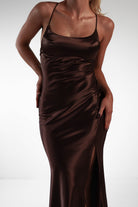 Celinee Satin Maxi Gown | Brown | Oh Hello Clothing | XS (6)