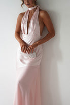 Cheree Silky Halterneck Maxi Dress | Pink | Oh Hello Clothing | XS (6)
