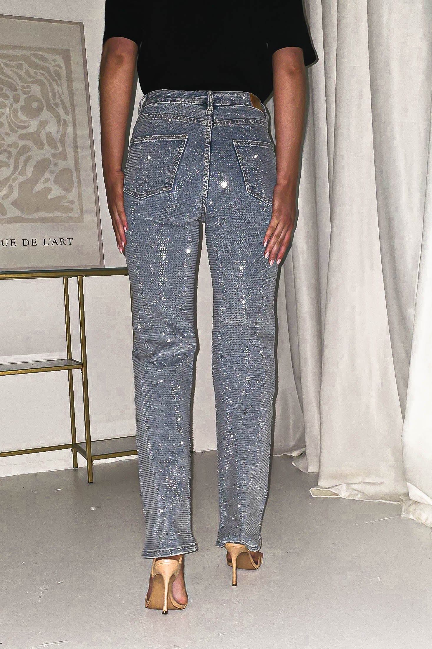 Coleen Sparkle Diamante Jeans | Light Blue | Oh Hello Clothing | 34 (XS)