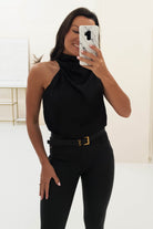 Layla Soft Satin Crop Top | Black | Oh Hello Clothing | XS (6)