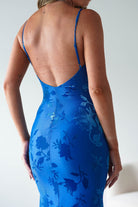 Dahlia Floral Jacquard Maxi Dress | Royal Blue | Oh Hello Clothing | XS (6)