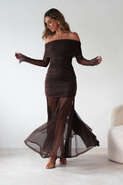 Dalton Mesh Maxi Dress | Brown | Oh Hello Clothing | S (8)