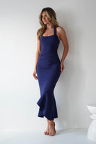 Damaris Textured Midi Dress | Navy | Oh Hello Clothing | XS (6)