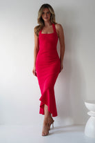 Damaris Textured Midi Dress | Red | Oh Hello Clothing | XS (6)