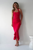Damaris Textured Midi Dress | Red | Oh Hello Clothing | XS (6)