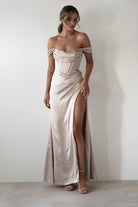 Dionne Soft Coset Maxi Gown | Champagne | Oh Hello Clothing | S (8)