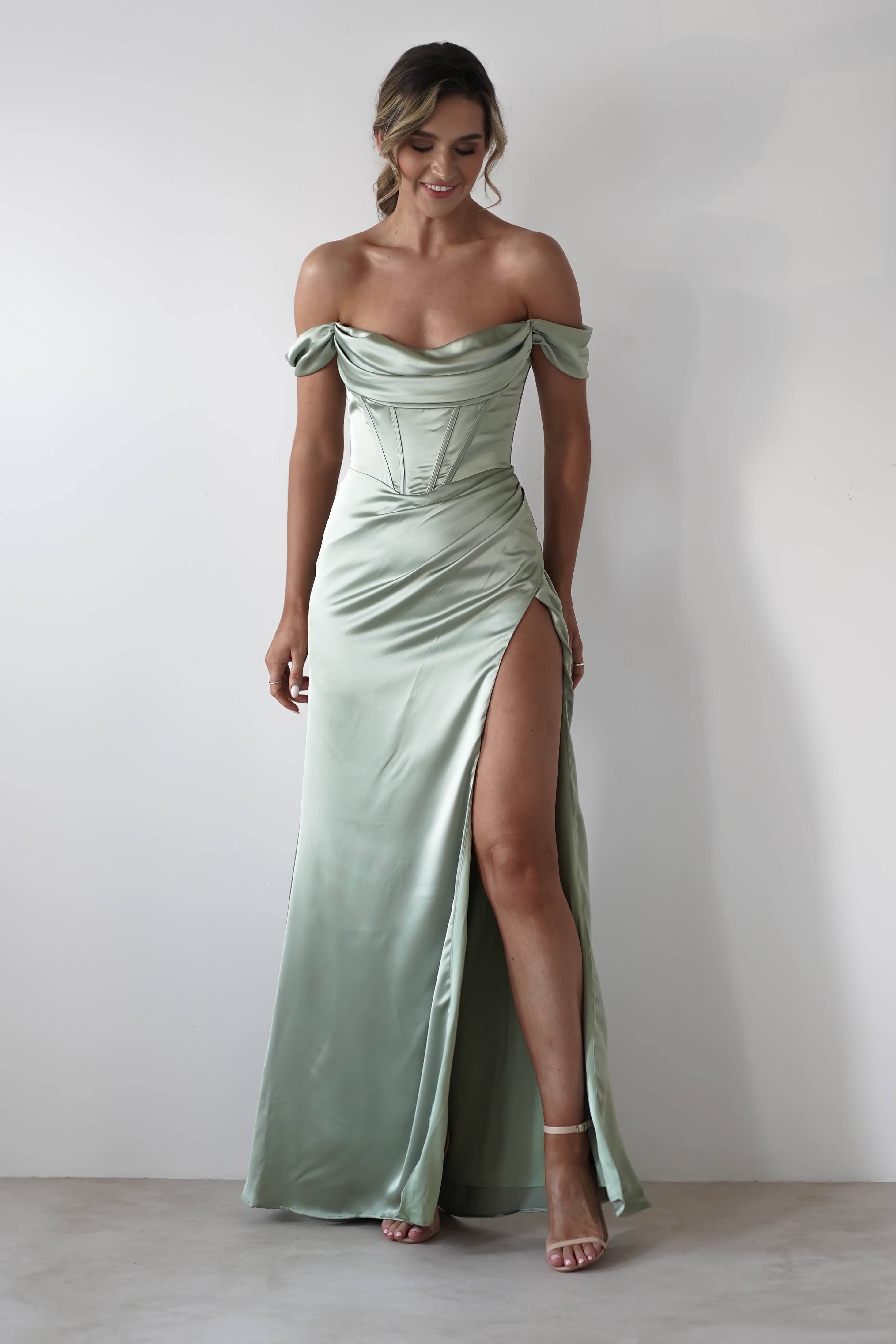 Dionne Soft Coset Maxi Gown | Sage | Oh Hello Clothing | S (8)