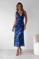 Donatella Mesh Floral Maxi Dress | Blue Print | Oh Hello Clothing | XS (6)