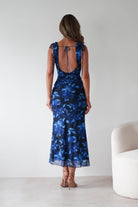 Donatella Mesh Floral Maxi Dress | Blue Print | Oh Hello Clothing | XS (6)