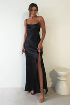 Celinee Satin Maxi Gown | Black - Oh Hello Clothing